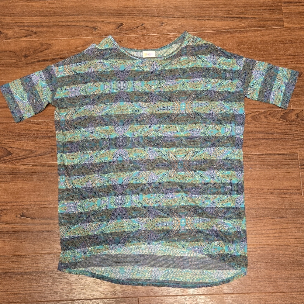 Lularoe Irma Tunic Colorful Green Boho Patterned Size Xxs Womens